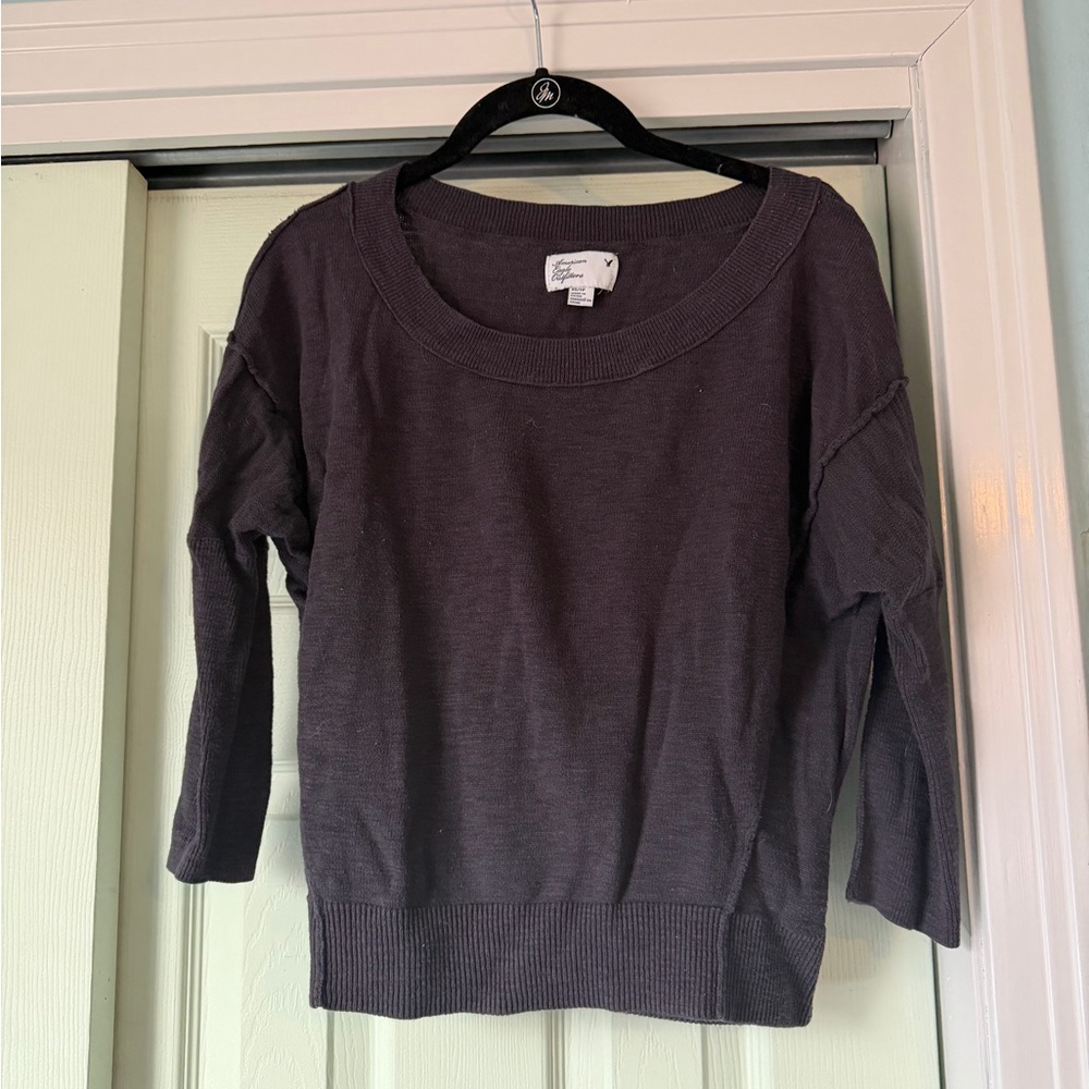 American Eagle Outfitters Charcoal 3/4 Sleeve Sweater
